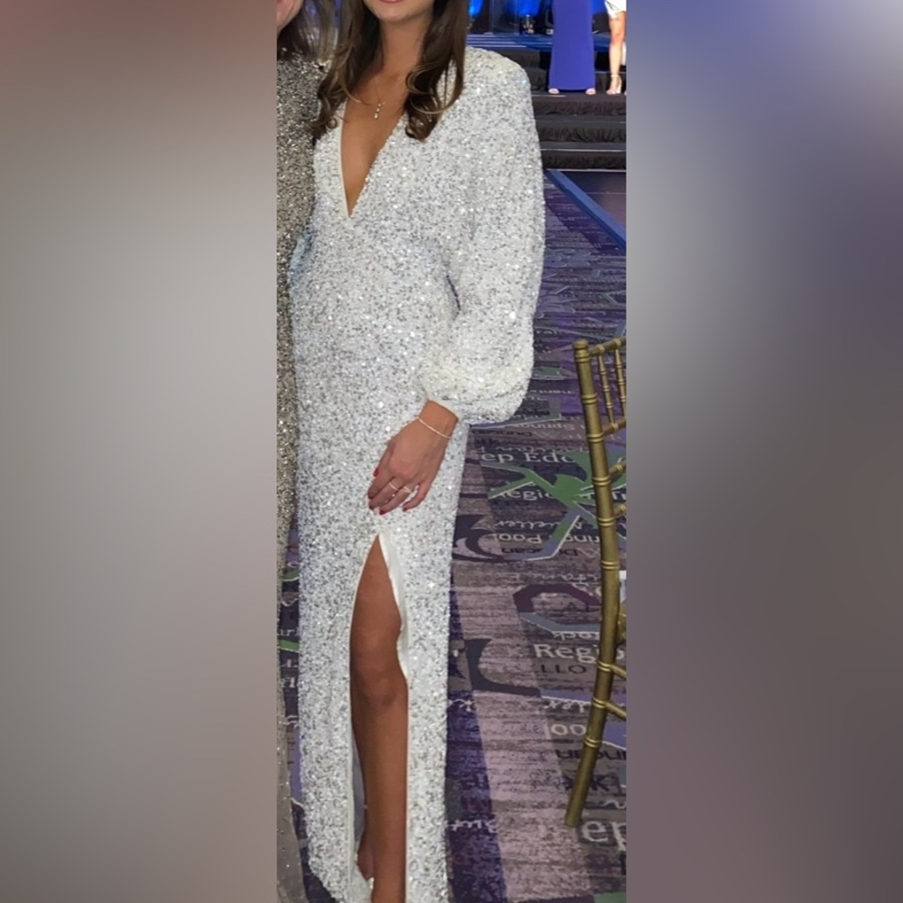 RETROFETE BRIDAL white sequin long sleeve gown